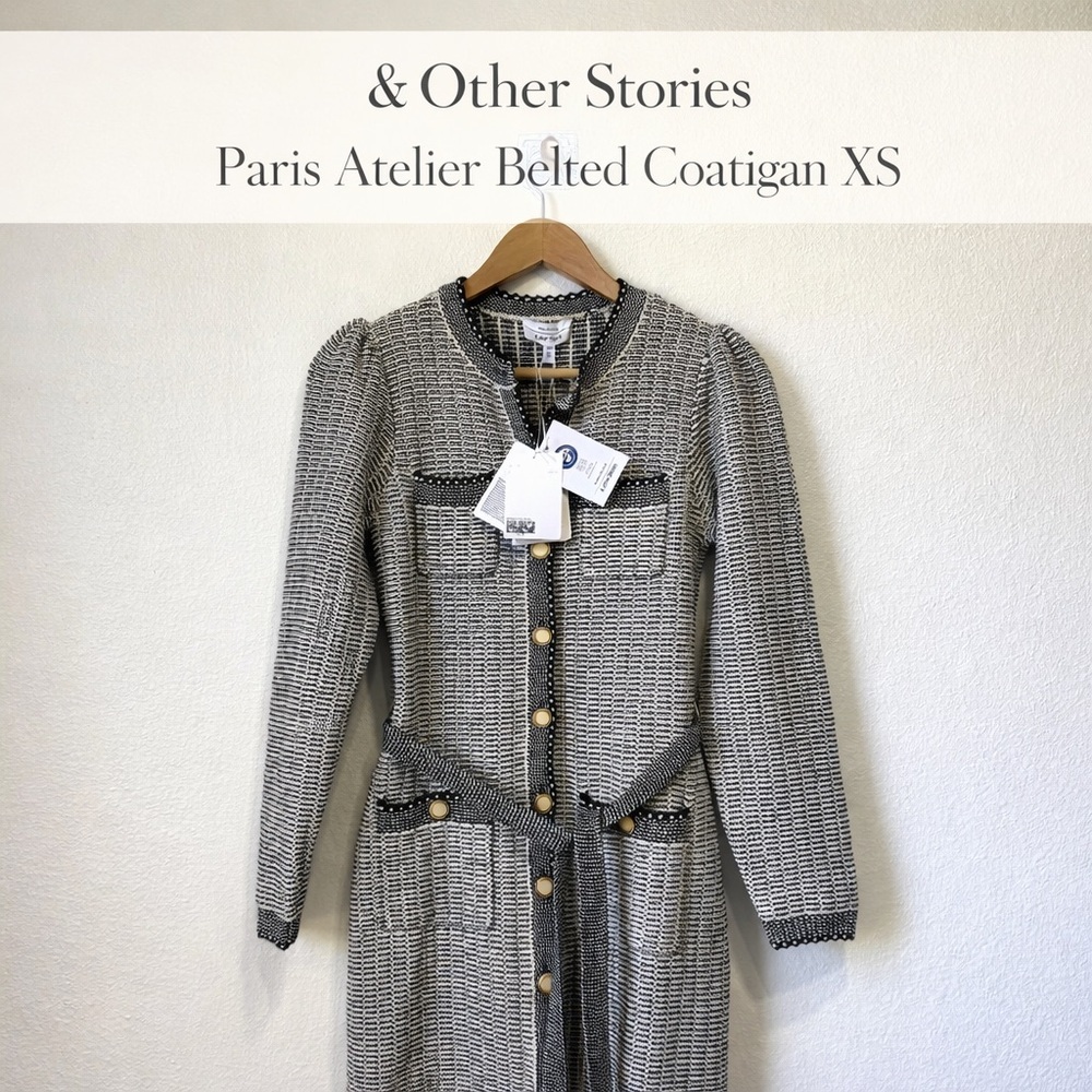 & Other Stories Paris Atelier Wool Blend Belted Knit Coatigan XS NWT